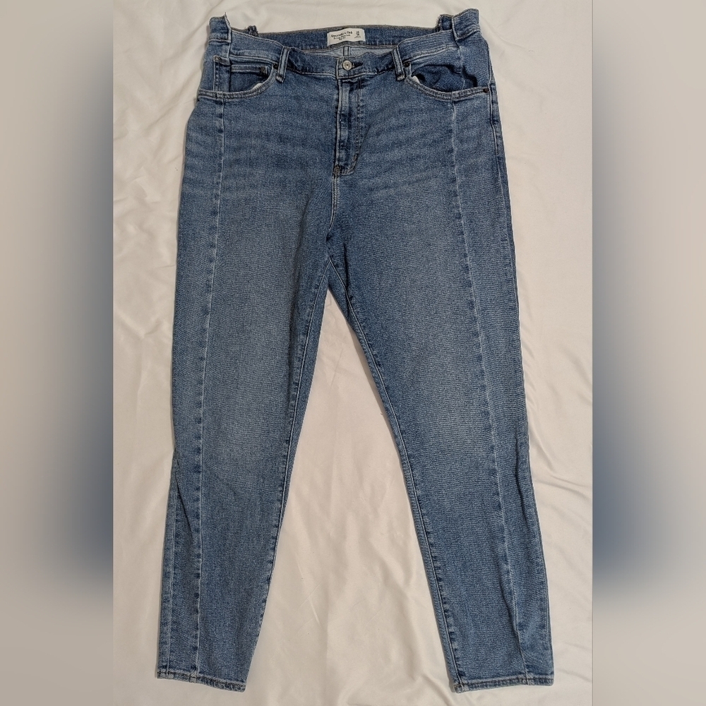 Abercrombie & Fitch The Super Skinny Ankle High Rise Jeans, Color Blue Size 34 - Picture 2 of 15